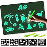 Nene Toys - Magische Mal-Tafel mit Licht für Jungen und Mädchen von 3 bis 12 Jahren - Pädagogisches Spielzeug zur Entwicklung von Kreativität inkl. 2 Stifte + Schablonen + unsichtbare Tinte [Größe A4]