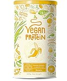 Vegan Protein - TROPICAL BANANA - Pflanzliches Proteinpulver aus gesprossten Reis, Erbsen, Sojabohnen, Leinsamen, Amaranth, Sonnenblumen- und Kürbiskernen - 600 G