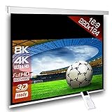 SlenderLine Motorleinwand 220 x 124cm | 1.2 Gain | Format 16:9 | schwarzer Vorlauf 50cm | 2D & 3D | FULL-HD 4K 8K Ultra-HD | elektrische Beamer Leinwand für Heimkino & Präsentation | inkl. Fernbedienung | geeignet für LCD DLP & LED