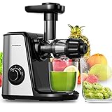 Bonsenkitchen Entsafter Slow Juicer, Gemüse und Obst Profi Entsafter mit Ruhiger Motor und Umkehrfunktion, 2 Geschwindigkeitsmodi Entsafter mit Saftkanne Reinigungsbürste (MJ8901)