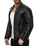 Redbridge Herren Jacke Kunst- Lederjacke Bikerjacke Biker Übergangsjacke M6013 AIR, Schwarz, XXL