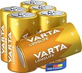 VARTA Longlife C Baby LR14 Batterie (6er Pack) Alkaline Batterien – Made in Germany – ideal für Fernbedienung Radio Wecker und U