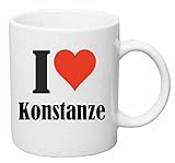 Reifen-Markt Kaffeetasse I Love Konstanze Keramik Höhe 9,5cm ? 8cm in Weiß