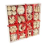 ParWord 56 Stück Christbaumschmuck Stroh, kreative Ornamente Anhänger zum Aufhängen in Weihnachten Bastelbedarf dekorative hängende O