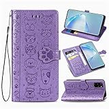 Nadoli Lustig Karton Prägung Katze Hund Muster Pu Leder Katze Pfote Magnetverschluss Lanyard Standfunktion Karte Halter Brieftasche Flip Hülle für Samsung Galaxy A51