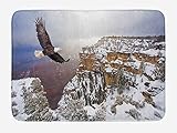 AoLismini Afrika-Badeteppich, Vogelperspektive des Weißkopfseeadlerfliegens im Schnee bedeckte Arizona Rocky Grand Canyon USA, Plüschbadezimmermatte mit Antirück