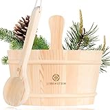 Liebenstein® Sauna Eimer mit Kelle [4L] – handgefertigt aus finnischem Kiefernholz – hochwertiges Sauna Zubehör Set – bestehend aus Saunaeimer, Saunakelle und Schutzeinsatz – Dein Sauna S