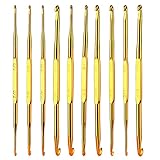 Chstarina 10 Häkelnadeln Set, Doppelseitige Häkelnadeln, Crochet Hooks Stricknadeln Aluminium, Tunesische Häkelnadel, Stricken Werkzeuge Zubehör - 10 Größen 2mm-10