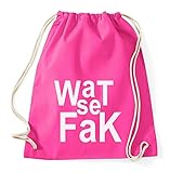 Wat se fak Gym Bag Turnbeutel Rucksack Sport Hipster Style in 8 Farben, Farbe:Pink