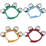 Handgelenk Glocken, Homgaty Armbänder mit Strong Straps, Einstellbare Armband Handgelenk Tamburine für Kinder Spielzeug, Schlaginstrumente, Party, Tanz (4 Stück)