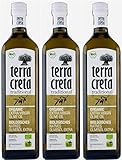 Terra Creta BIO Olivenöl 3x 1,0l | Extra natives Bio-Olivenöl aus Kolymvari (Kreta) | + 1 x 20ml Olivenöl'ElaioGi' aus G