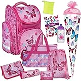 Butterfly - Schmetterling - SCOOLI Undercover CLOU Schulranzen-Set 10tlg. mit SCHULTÜTE, Sporttasche, TRINKFLASCHE und REGENHÜLLE - Hausaufgabenheft GRATIS DAZU