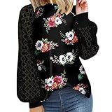 Damen T-Shirt Langarm Drucken T-Shirt O Ausschnitt GroßE GrößEn Bluse Tops Frühling Sommer Elegant Atmungsaktiv Pullovers Lässig Outdoor Pullovers Sw