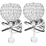 ONEVER, Kristall Wandleuchte Modern Style Dekorative Wandleuchte Bett Seite Montage DIY E14 Fassung inklusive Leuchtmittel Silber (Pack of 2X)
