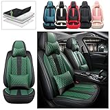 2 Sitze Universal Leder Autositzbezüge Sitzschoner für VW für Volkswagen T5 T6 multivan Luxus Sitzbezügesets Wasserdichter Schonbezüge Kompatibel mit Airbag Schwarz Grü