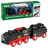 BRIO World 33884 Batterie-Dampflok mit Wassertank - Lokomotive mit echtem kühlen Dampf und Wasserbehälter zum Nachfüllen - Empfohlen ab 3 J