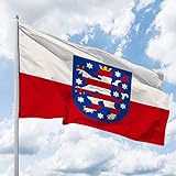Deitert Bundesland-Flagge Thüringen – 120x80 cm Thüringen Fahne mit Wappen, Hissfahne aus reißfestem Poly