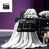 QNWLKJ Blanket Movie Theater Realistische Darstellung Der Filmklappe Symbol Für Film-Und Videoindustrie Warme Weiche Blanket 130X150C