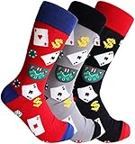 Sock Society Misc Sport Urlaub Unisex Herren Damen Fun Kleid Casual Muster Crew Lustige Socken, Casino (3 Paar),