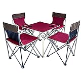 LLY Outdoor Klapptisch und Stuhl Set, Tragbarer Wild Camping Picknick Rückenlehne Stuhl Oxford Stoff Verschleißfester Freizeitstuhl und Tisch, für Rasen, Garten, T