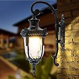 LHQ-HQ Wandleuchten Moderne Vintage-Industrie Wohnzimmer Schlafzimmer Flur Badezimmer Wandleuchte Außen Balkon Garten Light Corridor-Lampen-Gang, Schwarz, hoch 51cm Breite 27cm Lampenabdeckung D