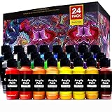 Acrylfarbe Set 24 ungiftig Farben waschfeste Acrylfarbe Set je Flaschen 60ml Ideal für Viele Materialoberflächen, für Students und Künstler Dicker Acrylfarb