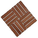 Ausla Bodenfliesen 31x31x2cm Ineinandergreifende Bodenfliese Terrassenfliesen Balkonfliesen 11 Stück Holz Kunststoff Klick