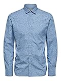 SELECTED HOMME Herren 16068527 Freizeithemd, Blau(SkywayAOP), Larg