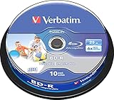 VERBATIM BD-R SL Datalife Blu-ray Rohlinge 25 GB I Blu-ray-Disc mit 6-facher Schreibgeschwindigkeit I 10er-Pack Spindel I großflächig bedruckbar I Blu-ray-Disks für V