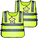 2 Stk Reflektorweste Kinder Sicherheitsweste Fahrrad Warnweste Running Leicht Elastisch Laufweste Reflektierende Weste zur Schule Gehen und Abspielen Jungs M