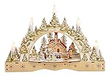 Wurm Schwibbogen Winterszene, Lichterbogen, Winterszene Dorf mit Skifahrer mit Beleuchtung, Weihnachtsdeko, Adventsdek