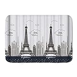 Fußmatten, Pariser Eiffelturm Schwarz-Weiß-Gebäude, Küchenboden Badteppichmatte Saugfähig Innenbadezimmer Dekor Fußmatte R