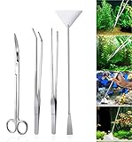 Voarge 4 Pcs Edelstahl Aquarium Aquascaping Kit Aquarium Tank Aquatic Pflanze Werkzeuge Sets Pinzette Scissor Sp