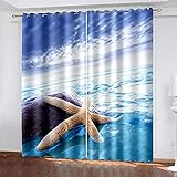 Thermo Verdunklungsgardine ÖsenVorhang Strand bei Ebbe Bedruckt Polyester Vorhänge für Wohnkultur Zwei Platten 75 cm (B) x 166 cm (H)