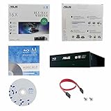 ASUS BW-16D1HT 16x Blu-Ray BDXL M-DISC CD DVD Burner Interne Bluray Laufwerk mit freiem 1pk MDisc BD + BD Suite Software + Kabel und Befestigungsschraub
