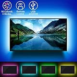 SolarLang LED-TV-Hintergrundbeleuchtungs-Set mit Fernbedienung, 3 m, geeignet für 101,6–165,1 cm (40–65 Zoll) große Fernseher, 16 Farben, 4 dynamische Lichteffekte, Bias-Beleuchtung für HDTV