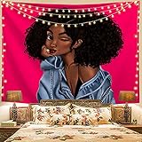 NTtie Wandteppich Tapestry Wanddeko für Kinderzimmer Wohnzimmer Yogamatte Picknickdecke Strandtücher Afrikanische Frau Wandbehang S