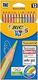 BIC Kids Buntstifte Tropicolors 2, zum Malen in 12 Farben, im Karton Etui, ab 5 Jahre, Bruchsichere Mine und ohne H