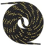 Mount Swiss runde Premium-Schnürsenkel für Arbeitsschuhe, Wanderschuhe und Trekkingschuhe - Polyester - ø 4,5 mm - sehr reißfest - Farbe Schwarz-Gelb Länge 160