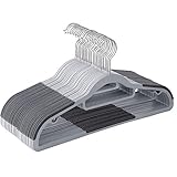 SONGMICS Kleiderbügel 30 Stück, Anzugbügel aus Kunststoff, gut belastbar, mit Anti-Rutsch Design, platzsparend, 0,6 cm Dicke, um 360° drehbarer Haken, 42 cm breit, grau CRP20G30
