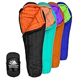 Hyke & Byke Eolus 15 & 30 Degree F 800 Fill Power Hydrophobic Goose Down Sleeping Bag with ClusterLoft Base - Ultra Lightweight 3 Season Men’s and Women’s Mummy Bag Designed for Backpacking