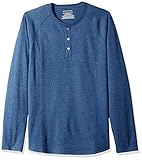 Amazon Essentials, Herren-Henley-Langarmshirt, normale Passform, Blau (Blau Heather), M