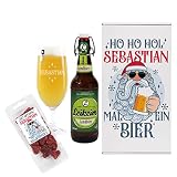 Lustapotheke® Männergeschenk zu Weihnachten mit Pils, Snackwurst und Bierglas mit Gravur in Geschenkverpackung