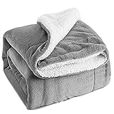 Sherpa Decke,Wohndecke Flanell Zweiseitige Kuscheldecke extra Dick Warm Sofadecke Sofaüberwurf Superweich Flauschig Fleecedecke für Bett und Sofa-Grau_130X160CM