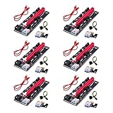 DIFCUL PCI-E Riser Express-Kabel 1 x auf 16 x Grafik-Verlängerung Bitcoin Mining Powered Riser Adapter Karte mit 6 poliges SATA Kabel mit 60 cm USB 3.0 Cable Verlängerungskabel(6 Stück)