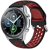 JUVEL Kompatibel mit Samsung Galaxy Watch 3 Armband 45mm/Galaxy Watch Armband 46mm, 22mm Sport Silikon Armband Atmungsaktive Ersatzarmbänder für Huawei Watch 3/GT2 46mm, Klein, Schwarz R