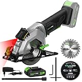 GALAX PRO Akku Kreissägen, 20V (2,0 Ah Akku mit Ladegerät) Laserführung, 2 x Kreissägeblatt-Ø115mm, 3400RPM, 45° einstellbarer Neigungswinkel/GP97630