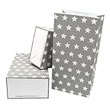 Frau WunderVoll® 12 PAPIERTÜTEN MIT Boden GRAU, Sterne 12x7x24cm / Blockbodenbeutel, Tüte, Papierbeutel, Papiertüte, Geschenktüte, Geschenkbeutel, Gastgeschenk, Hochzeit, Mitgebseltüte, F