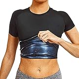 Männer Frauen Sauna Sweat T-Shirt Korsett Taille Trainer Body Top Shapewear - Abnehmen Kurzarm Trainingsanzug Bauchkontrolle (Color : Women, Size : M)