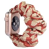 Scrunchie Uhrenarmband für Apple Watch, elastisches Sport-Nylonarmband für iWatch Series SE/6/5/4/3/2/1-70 rot orange,42MM oder 44MM